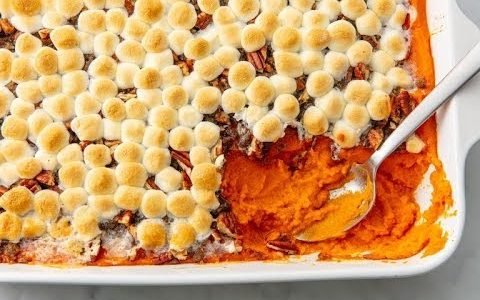 How To Make Sweet Potato Casserole With Marshmallows AND Pecans | Delish Insanely Easy