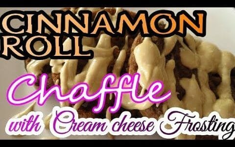 Pecan Cinnamon Roll Chaffle with Delicious Cream cheese Frosting | not eggy!  made with almond flour