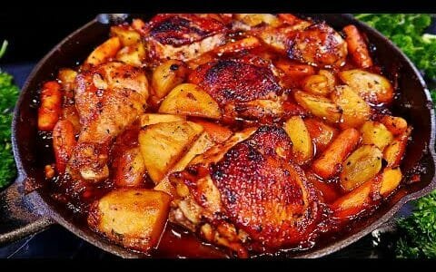 One Pan Honey Garlic Chicken & Veggies Recipe - Easy Chicken and Potatoes